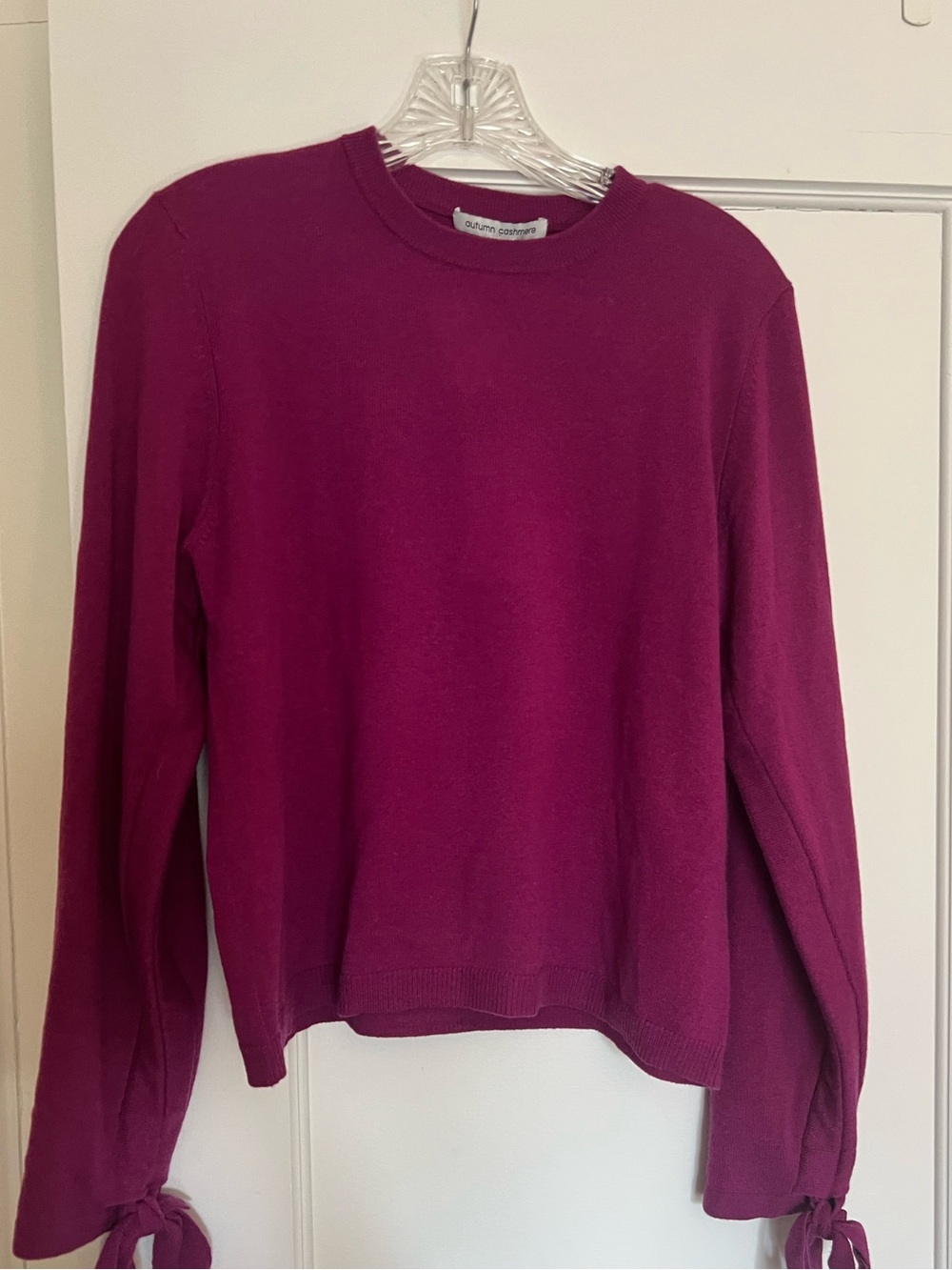AUTUMN CASHMERE crewneck sweater tie sleeves pomegranate plum -S-NWT! $286